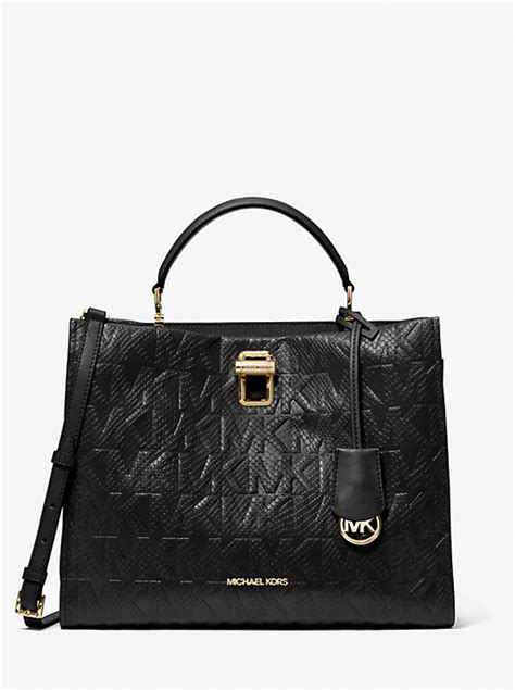 michael kors penelope python embossed faux leather satchel